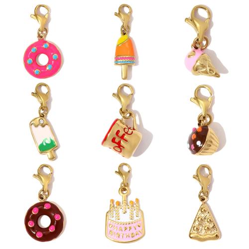 Rustfrit stål smykker Vedhæng, 304 rustfrit stål, forgyldt, du kan DIY & emalje & med rhinestone, flere farver til valg, 3pc'er/Bag, Solgt af Bag
