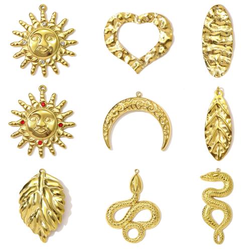 Rustfrit stål smykker Vedhæng, 304 rustfrit stål, guldfarve belagt, du kan DIY & med rhinestone, gylden, 3pc'er/Bag, Solgt af Bag