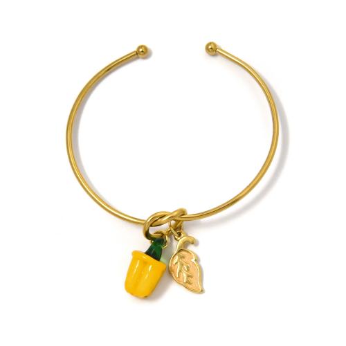 304 acciaio inox braccialetto da polso, with acrilico, placcato color oro, gioielli di moda & smalto, colori misti, Venduto da PC