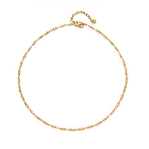 Stainless Steel Chain Necklace 304 Stainless Steel gold color plated fashion jewelry golden Sold By PC
