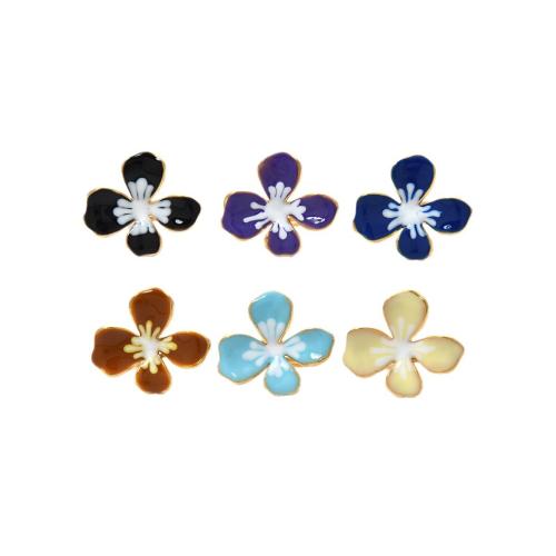 Enamel Stainless Steel Finger Ring 304 Stainless Steel Flower gold color plated fashion jewelry Sold By PC