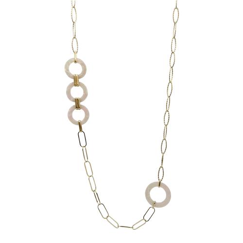 Stainless Steel Jewelry Necklace 304 Stainless Steel with Acrylic gold color plated fashion jewelry Sold By PC