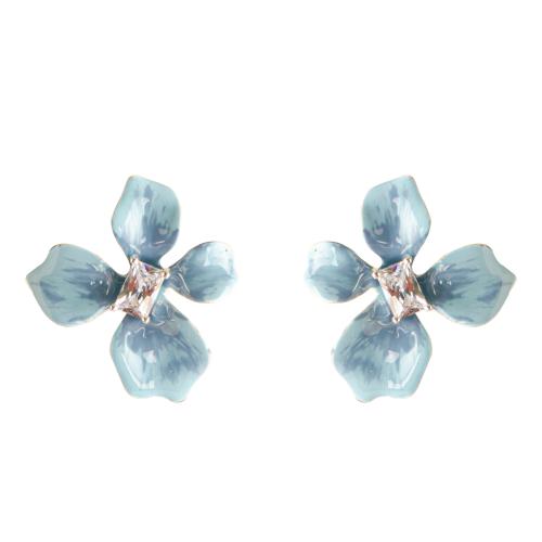 Messing oorbelknoppen, oorbel bericht, Bloem, gold plated, voor vrouw & glazuur & met strass, meer kleuren voor de keuze, 22x23mm, Verkocht door pair