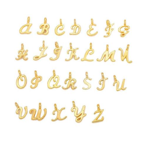 Pendenti in lega di zinco ad Alfabeto, lega in zinco, Lettera alfabeto, placcato, DIY, nessuno, 10x7mm, 26PC/set, Venduto da set