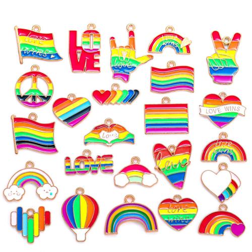 Zinc Alloy Enamel Pendants Rainbow plated DIY Sold By PC