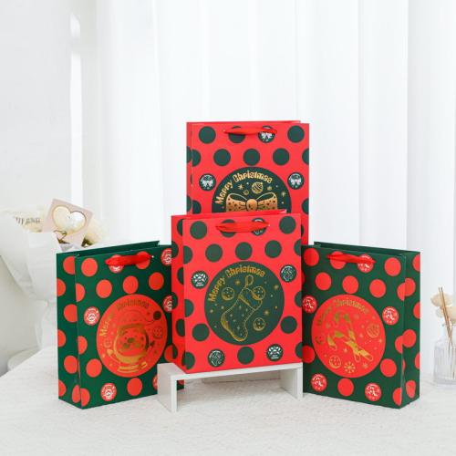 Christmas Gift Bag Cardboard Christmas Design & gold accent Sold By PC