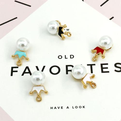 Přívěšek zinek slitiny, s Plastové Pearl, Koruna, barva pozlacený, DIY & smalt, více barev na výběr, 10x20mm, 10PC/Bag, Prodáno By Bag