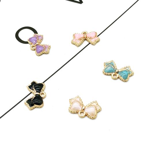 Cinko lydinio emalio pakabukai, Cinko lydinys, Bowknot, aukso spalva padengtas, Pasidaryk pats & emalė, daugiau spalvų pasirinkimas, 15x10mm, 10kompiuteriai/Krepšys, Pardavė Krepšys