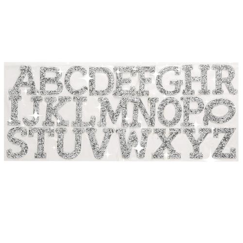 Resin Rhinestone Sticker Paper Alphabet Letter DIY silver color Sold By Set