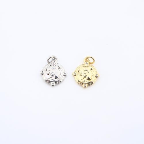 Kuutio Zirkonia Mikro Paven Messinki riipus, Kasvot, päällystetty, tee-se-itse & Micro Pave kuutiometriä zirkonia, enemmän värejä valinta, 13x11x2mm, Myymät PC