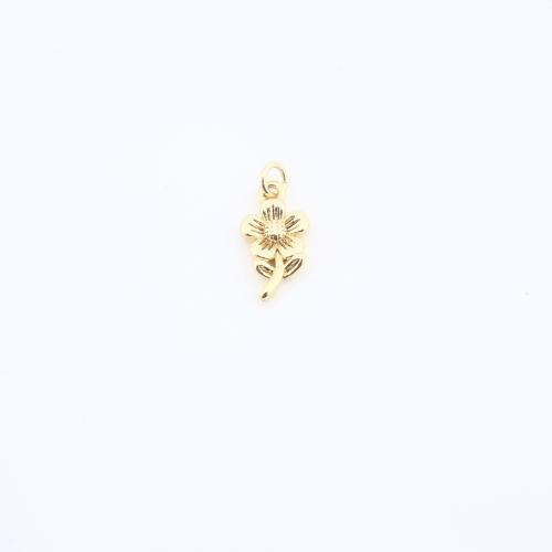 Brass Jewelry Pendants Flower plated DIY golden Sold By PC