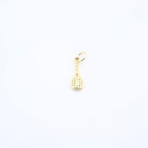 Wisiorki mosiężne, Mosiądz, Rakieta tenisowa, Powlekane, DIY, złoty, 14x5x1mm, sprzedane przez PC