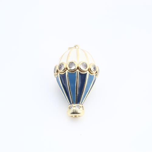 Cubic Zirconia Micro Pave Brass Pendant Hot Balloon plated DIY & micro pave cubic zirconia & enamel Sold By PC
