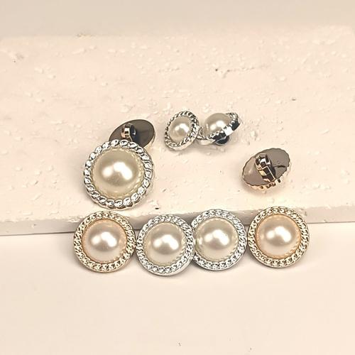 ABS plast Shank Button, s Plastové Pearl, barva pozlacený, DIY, více barev na výběr, 11.5-25mm, Prodáno By PC