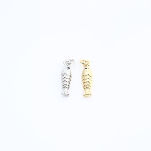 Cirkónia mikro Pave Sárgaréz Medál, Hal, galvanizált, DIY & mikro egyengetni cirkónia & zománc, több színt a választás, 14x4x3mm, Által értékesített PC