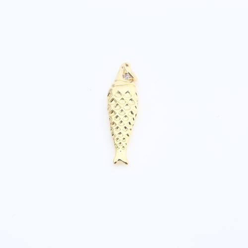 Cirkónia mikro Pave Sárgaréz Medál, Hal, galvanizált, DIY & mikro egyengetni cirkónia, aranysárga, 25x8x3mm, Által értékesített PC