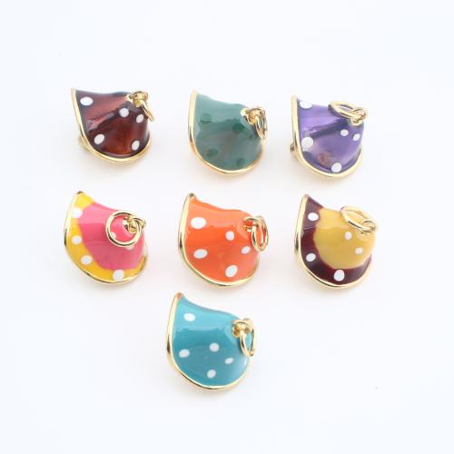 Bijoux pendentifs en laiton, champignon, Placage, DIY & émail, plus de couleurs à choisir, 14x15x10mm, Vendu par PC