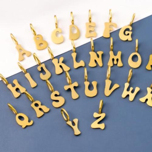 Cruach dhosmálta pendants Litir, 304 Cruach dhosmálta, Litir Aibítir, plátáilte, DIY & stíleanna éagsúla do rogha, Díolta De réir PC