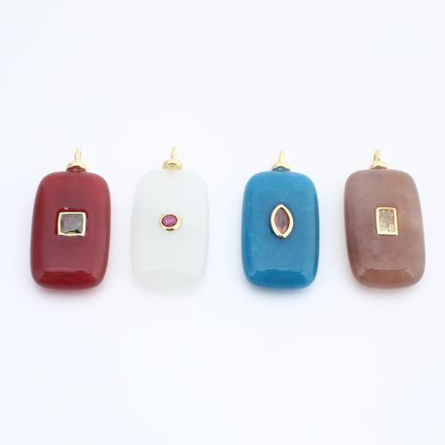Gemstone Pendants Jewelry Brass with Gemstone plated DIY & micro pave cubic zirconia nickel lead & cadmium free Sold By PC