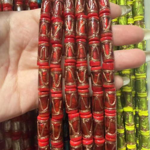 金砂琉璃珠, ランプワーク, とともに ゴールドストーン, 手の描き, DIY, 無色, 8x16mm, 売り手 パソコン