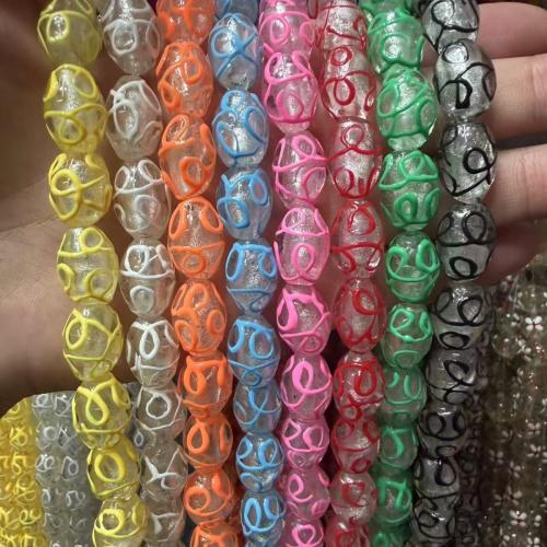 銀箔琉璃珠, ランプワーク, とともに シルバー箔, 手の描き, DIY, 無色, 11x16mm, 売り手 パソコン