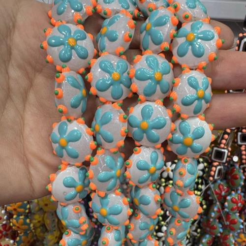 Lampwork Beads Flower hand drawing DIY 20mm Sold By Bag