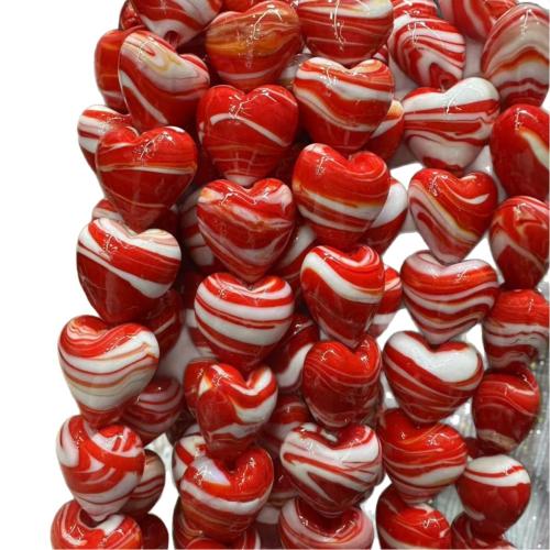 Lampwork Beads Heart hand drawing DIY 20mm Sold By Bag