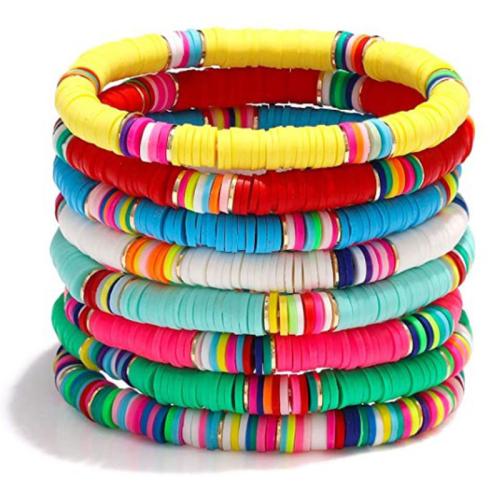 Polymer Clay Armband-Set, met Zinc Alloy, handgemaakt, Bohemien stijl & uniseks, meer kleuren voor de keuze, Lengte Ca 7-8 inch, Verkocht door Stel