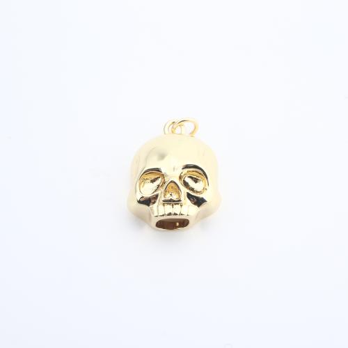Brass Jewelry Pendants Skull plated DIY golden nickel lead & cadmium free Sold By PC