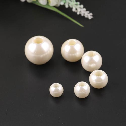 Plastové korálky, Plastové Pearl, Kolo, DIY, bílý, 8-25mm, 100PC/Bag, Prodáno By Bag