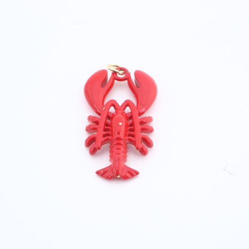 Brass Jewelry Pendants Lobster plated DIY red nickel lead & cadmium free Sold By PC