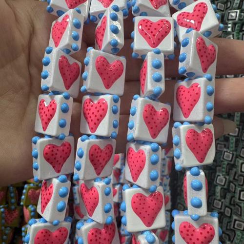 Lampwork Beads Heart hand drawing DIY 18mm Sold By Bag