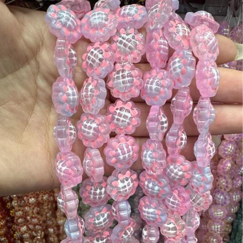 Lampwork Beads Flower hand drawing DIY 14mm Sold By Bag