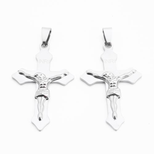 Stainless Steel Cross Pendants 304 Stainless Steel silver color plated DIY silver color Sold By PC