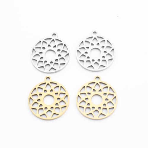Rozsdamentes acél Ékszerek Medálok, 304 rozsdamentes acél, Kerek, galvanizált, DIY & üreges, több színt a választás, 17x15x1mm, Által értékesített PC