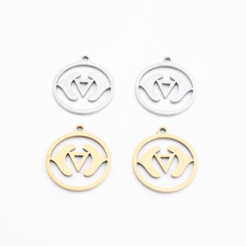 Rozsdamentes acél Ékszerek Medálok, 304 rozsdamentes acél, Kerek, galvanizált, DIY & üreges, több színt a választás, 17x15x1mm, Által értékesített PC