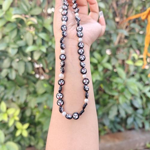 Lampwork Halskette, mit Kunststoff Perlen & 304 Edelstahl, Modeschmuck, gemischte Farben, verkauft von PC