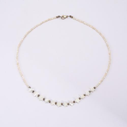 Shell Necklaces White Shell with 304 Stainless Steel fashion jewelry mixed colors Sold By PC
