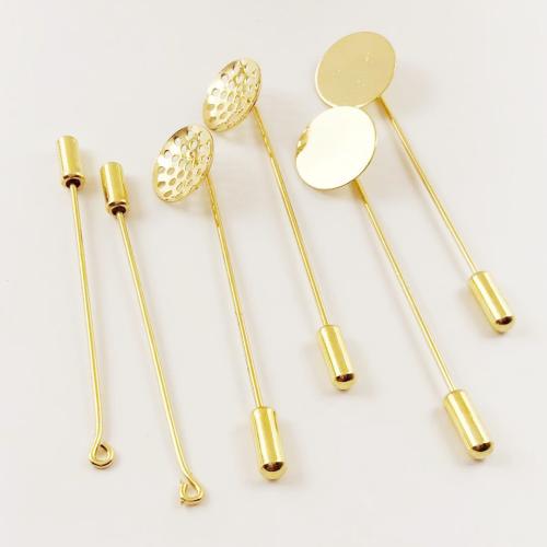 Apprêts broche en laiton, Placage de couleur d'or, DIY & styles différents pour le choix, Vendu par PC