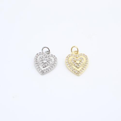 Cubic Zirconia Micro Pave Brass Pendant Heart plated DIY & micro pave cubic zirconia nickel lead & cadmium free Sold By PC