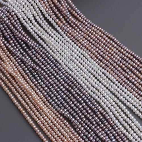 Natural Freshwater Pearl Loose Beads Flat Round DIY 4-5mm Sold Per 37 cm Strand