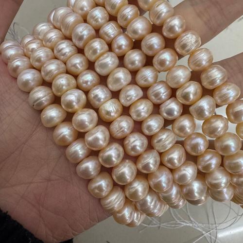 Natural Freshwater Pearl Loose Beads Flat Round DIY 6-10mm Sold Per 36 cm Strand