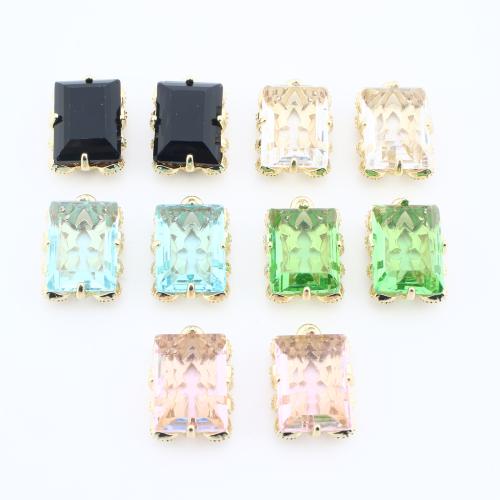 Crystal Medálok, Sárgaréz, -val Kristály, galvanizált, DIY, több színt a választás, 17x12x7mm, 20PC-k/Bag, Által értékesített Bag