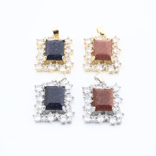 Crystal Vedhæng, Messing, med Krystal, Square, forgyldt, du kan DIY & med rhinestone, flere farver til valg, nikkel, bly & cadmium fri, 23x17x6mm, 20pc'er/Bag, Solgt af Bag