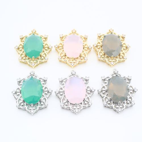 Pendants Crystal, Prás, le Crystal, Flower, plátáilte, DIY & le rhinestone, dathanna níos mó le haghaidh rogha, nicil, luaidhe & caidmiam saor in aisce, 31x25x8mm, 20ríomhairí pearsanta/Mála, Díolta De réir Mála