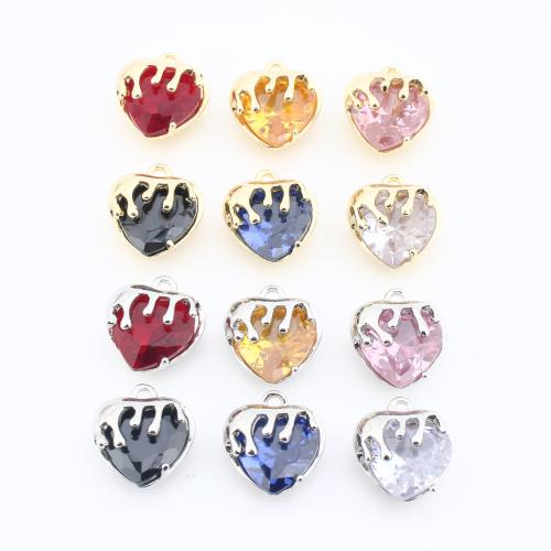 Pendants Crystal, Prás, le Crystal, Flower, plátáilte, DIY, dathanna níos mó le haghaidh rogha, nicil, luaidhe & caidmiam saor in aisce, 13x12x7mm, 20ríomhairí pearsanta/Mála, Díolta De réir Mála