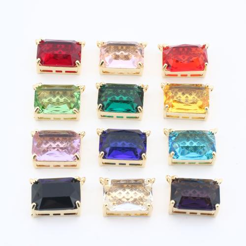 Crystal Medálok, Sárgaréz, -val Kristály, Négyzet, galvanizált, DIY, több színt a választás, nikkel, ólom és kadmium mentes, 12x12x8mm, 20PC-k/Bag, Által értékesített Bag