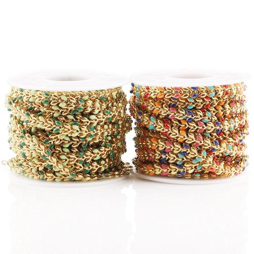 Cruach dhosmálta Jewelry Slabhra, 304 Cruach dhosmálta, Leaf, dath an óir plated, DIY & cruan, dathanna níos mó le haghaidh rogha, 2m/Mála, Díolta De réir Mála