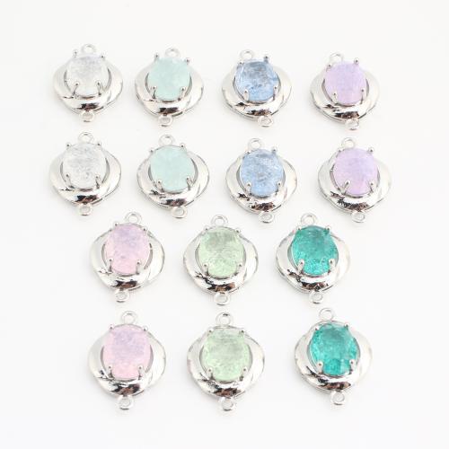 Messing Connector, met Kristal, Ronde, plated, DIY, meer kleuren voor de keuze, nikkel, lood en cadmium vrij, 30pC's/Bag, Verkocht door Bag