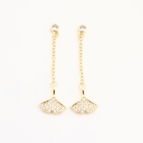 Rhinestone Brass Pendants Ginkgo Leaf plated DIY & with rhinestone golden nickel lead & cadmium free Sold By Bag